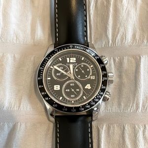 TISSOT Men's Swiss Chronograph Supersport T-Sport Black Leather Strap Watch 46mm